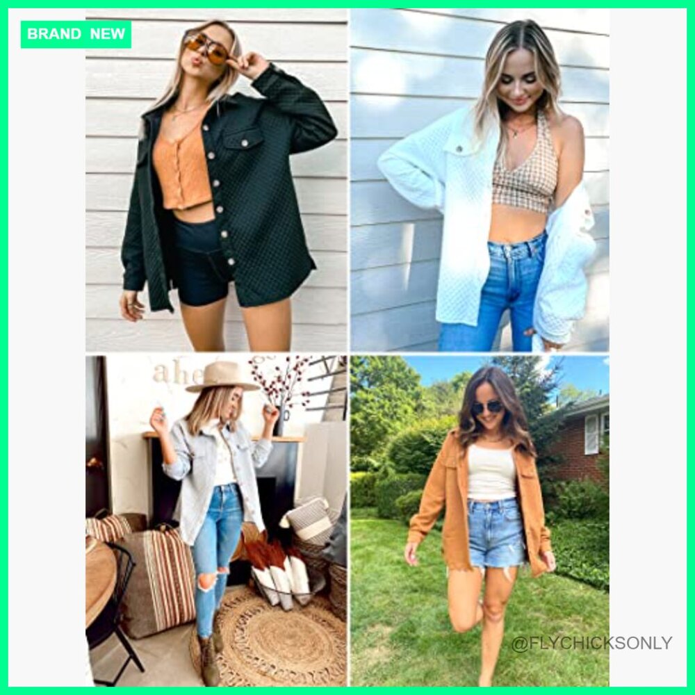 Polyester Blend Shacket Jacket with Button Closur… - image 6